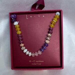 Leith Purple and Yellow Glass Beaded Necklace